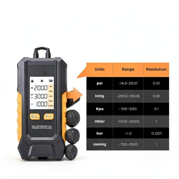 RALBIL Mini Manometer High Precision HVAC Gas Pressure-3