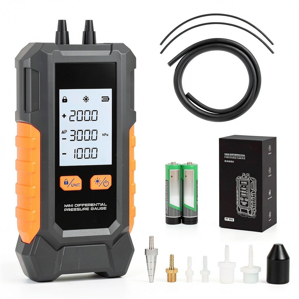 RALBIL Mini Manometer displaying pressure readings on LCD screen