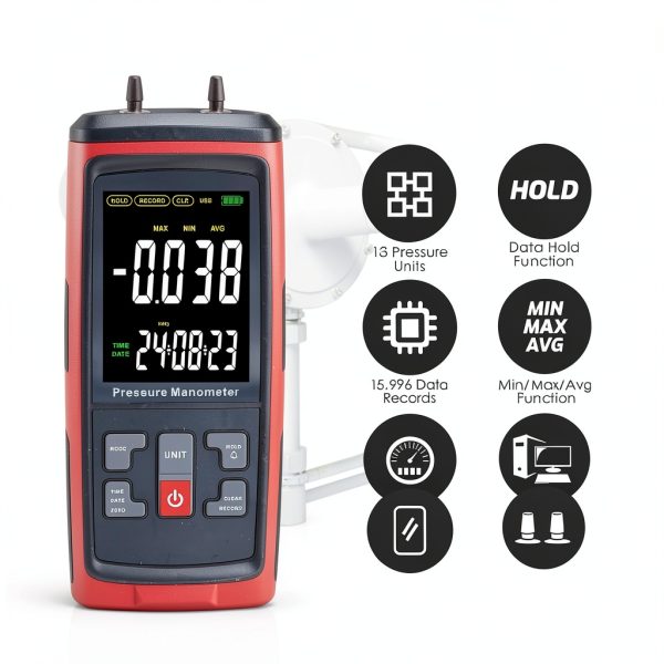 LANDTEK Digital Manometer Data Log Air Pressure Meter-2