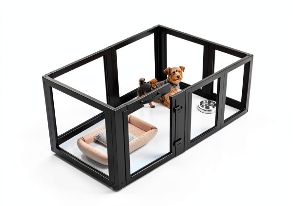 FXW Dog Playpen Transparent Panels Removable Divider-4