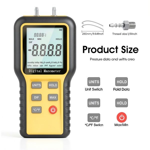 LYCEBELL Digital Manometer HVAC Gas Pressure Tester-2