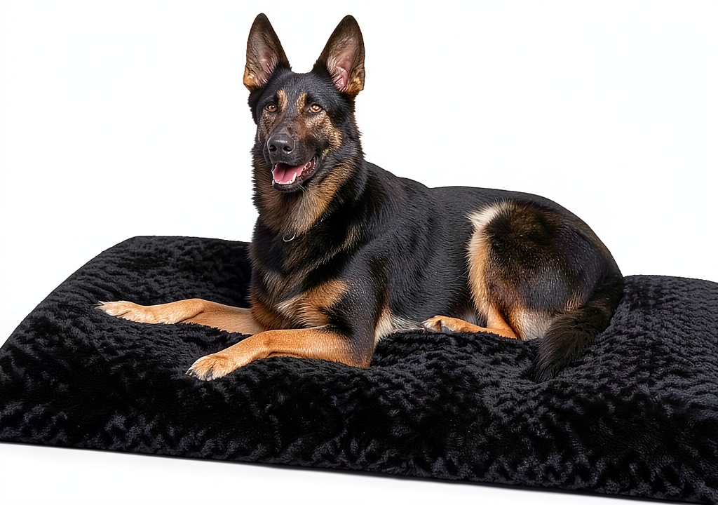 KSIIA dog crate pad in a crate with a dog resting comfortably