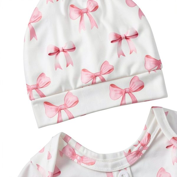 Lullaby Pink Knotted Nightgown 0-3 Months Soft Polyester Sleepwear-4