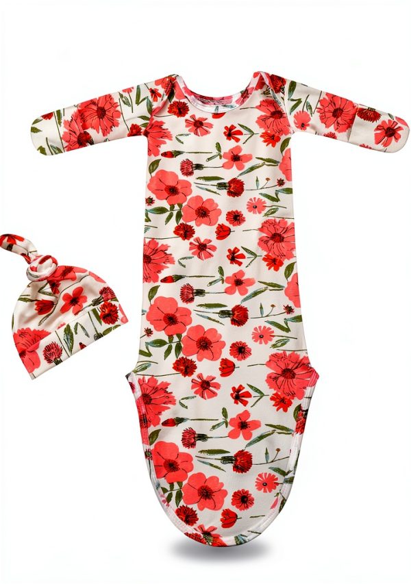 Terriboo Baby Gown 0-3M Red Pink Ultra Soft Stretch Sleeper Model 001-7