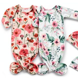 Terriboo Baby Gown 0-3M Red Pink Ultra Soft Stretch Sleeper Model 001-0