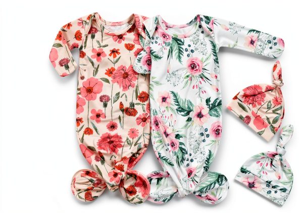 Terriboo Baby Gown 0-3M Red Pink Ultra Soft Stretch Sleeper Model 001-0