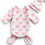 Lullaby Pink Knotted Nightgown 0-3 Months Soft Polyester Sleepwear-0