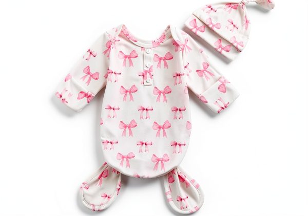 Lullaby Pink Knotted Nightgown 0-3 Months Soft Polyester Sleepwear-0
