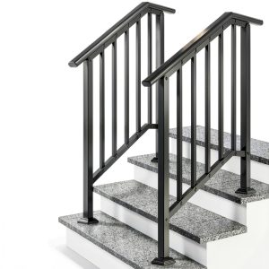 VIVOHOME Handrail 2pk 3 Step Galvanized Steel Railing Oval Balusters-0